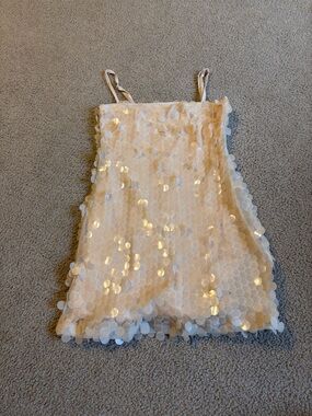 Beginning Boutique Cream Sequin Mini Dress